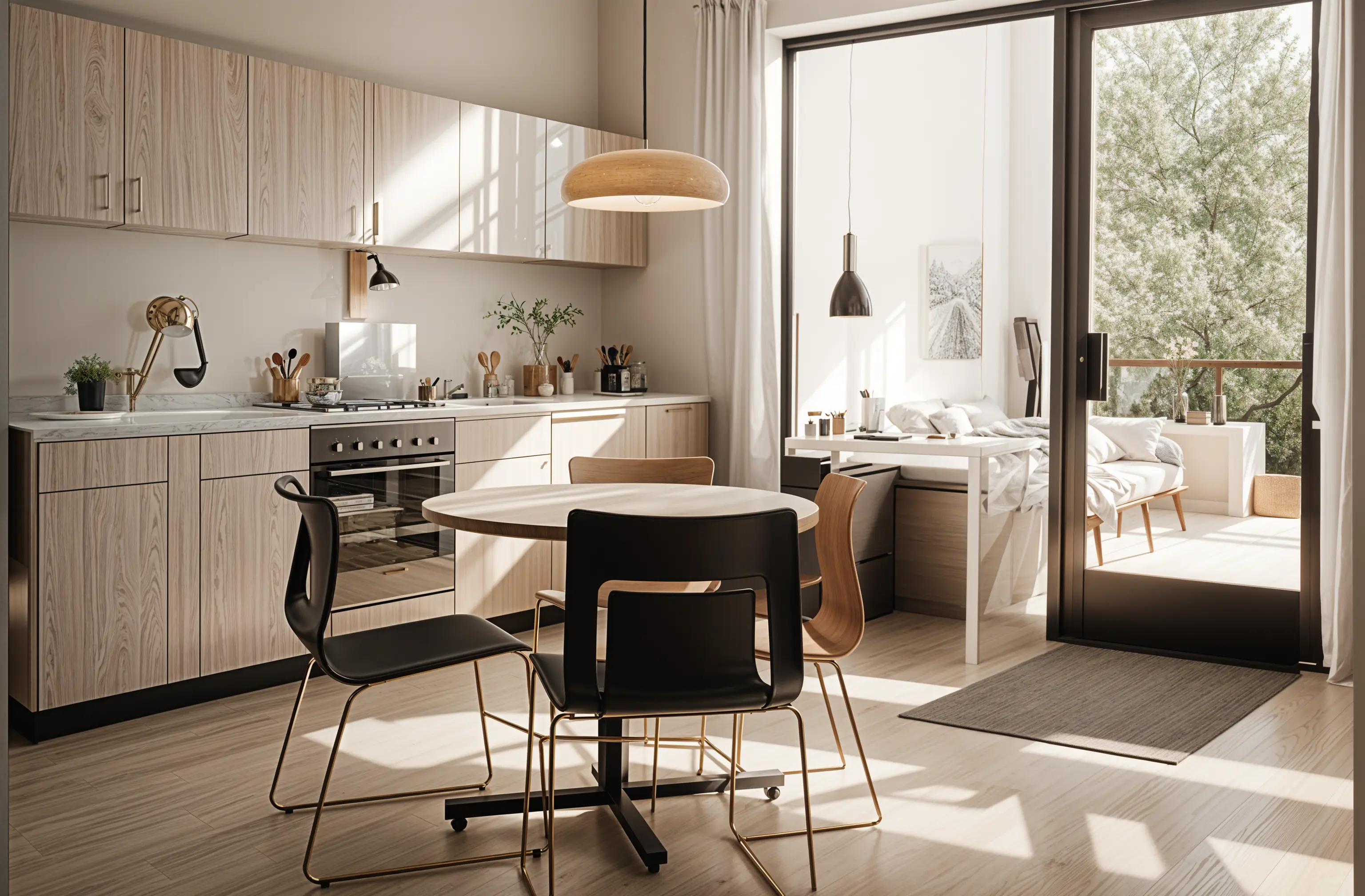 Kitchen redesigned in a mid-century modern style