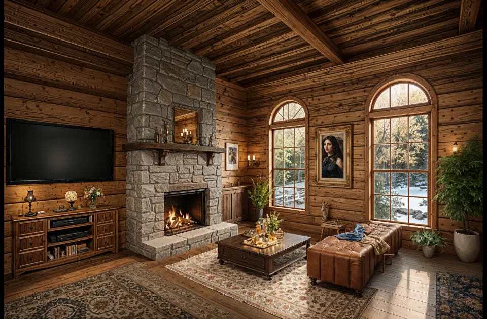 Living room after, cabin