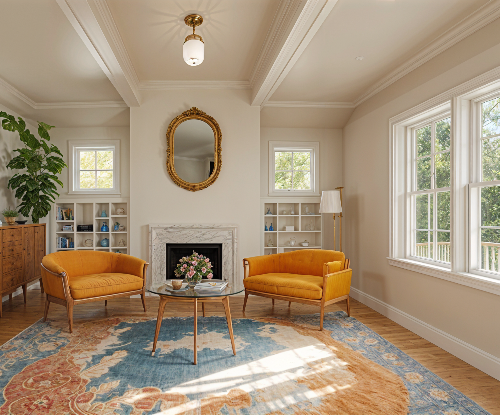 The same living room after a redesign with Remodel